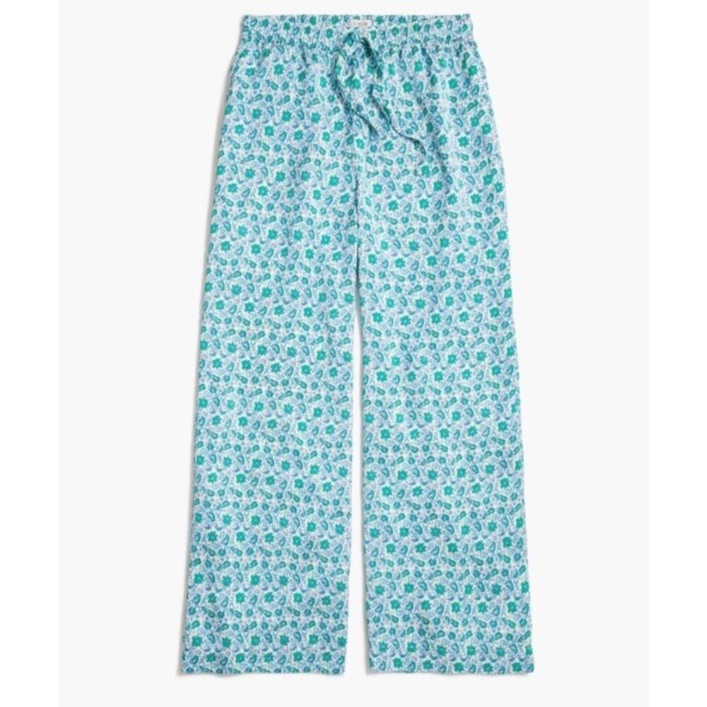 J. Crew Silky Pajama Pants Green & Blue Paisley Women's XS